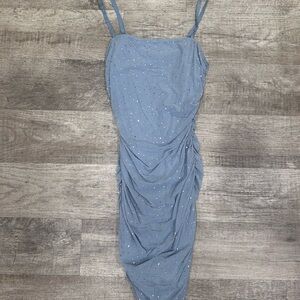 Windsor Light Blue Ruched Midi Dress